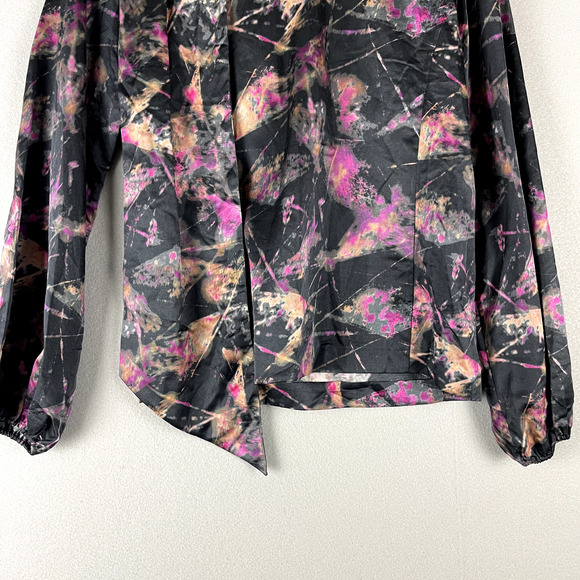 Tia Cibani Amethyst Satin Top Blouse Womens 4 Abstract Lagenlook Colorful NWT - Picture 13 of 15